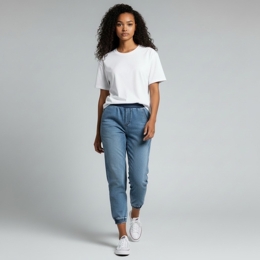 One Teaspoon Falcon Pull On Cropped Joggers Knit Denim Pants Size XS - Picture 10 of 10